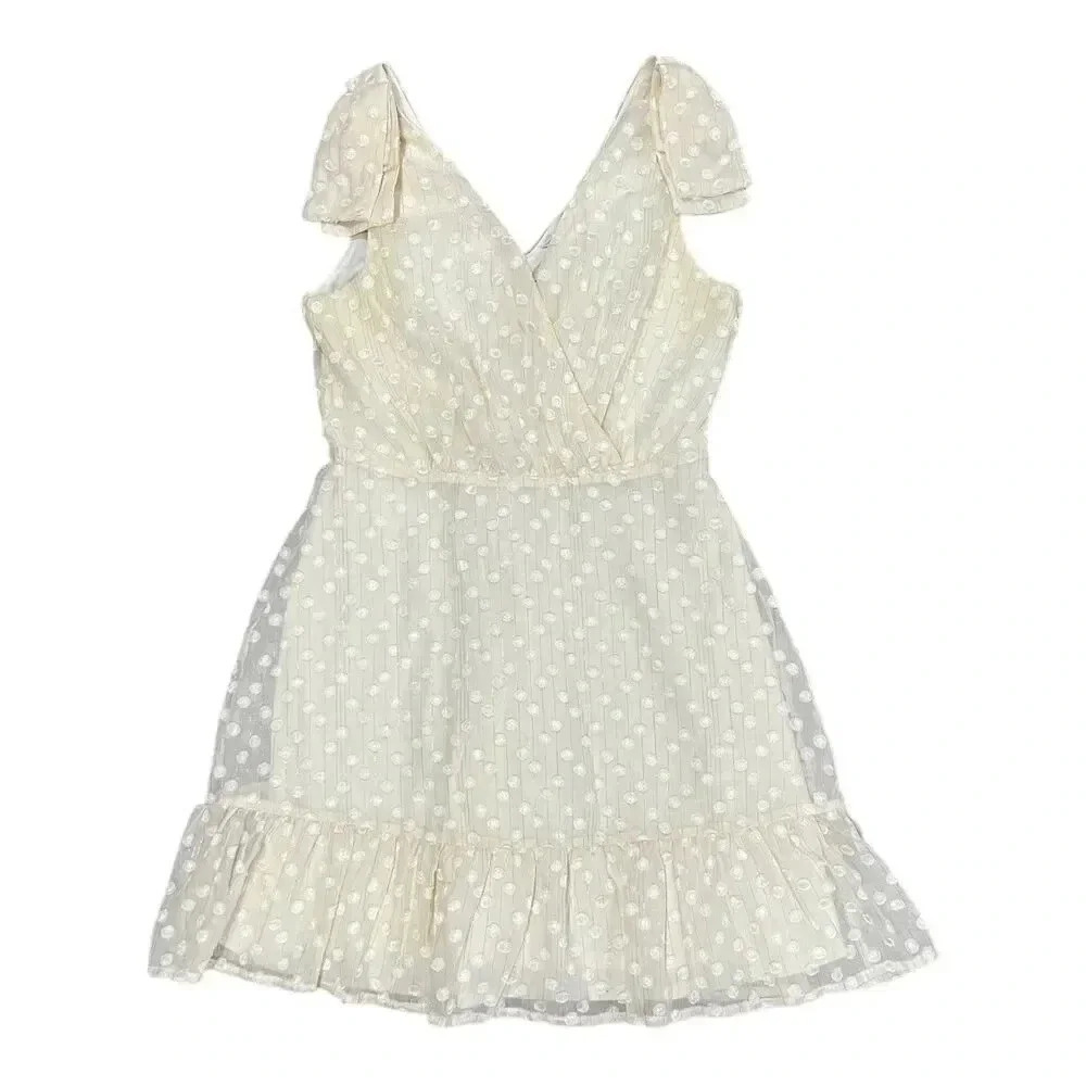 Altar’d State Cream Swiss Dot Mini Ruffle Dress M